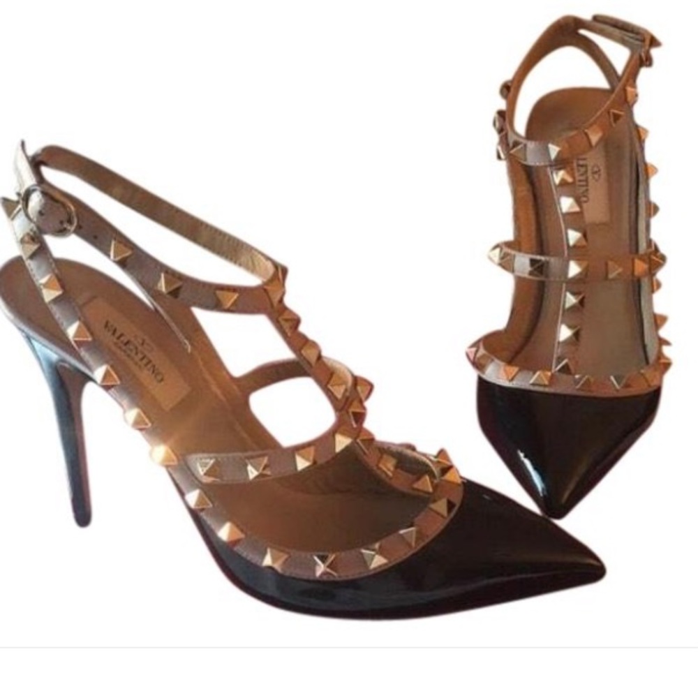 Valentino Patent Rockstar Caged Pumps